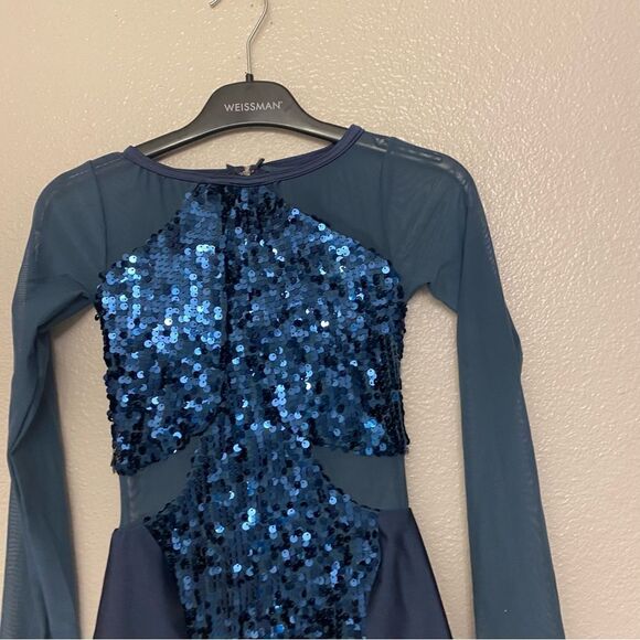Weissman dance costume navy slate blue sequin biketard Found My Vibe 13336 MC - Picture 3 of 11